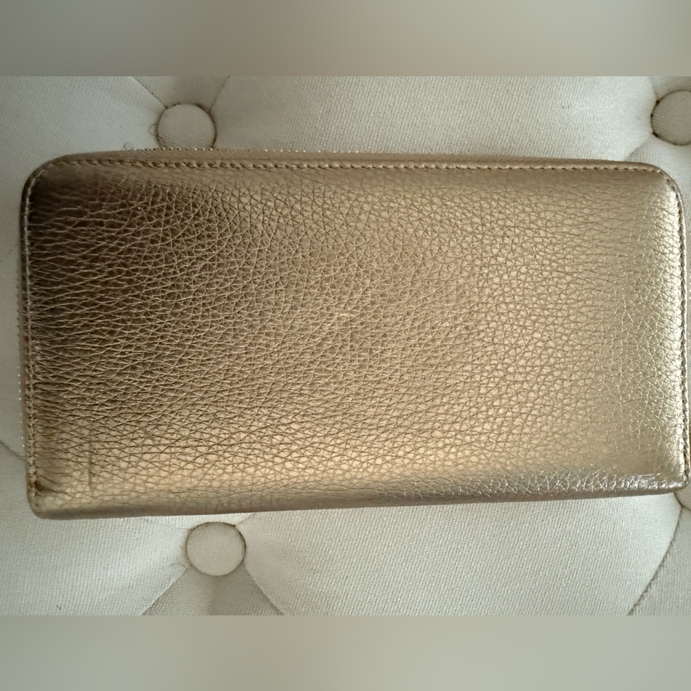 New CUYANA Gold Textured Leather Wallet! Beautiful!!